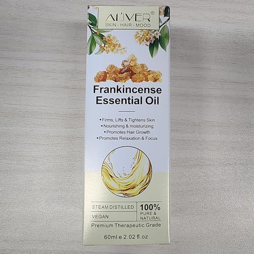 60ml amber glass bottle of frankincense essential oil for skin care and aromatherapy