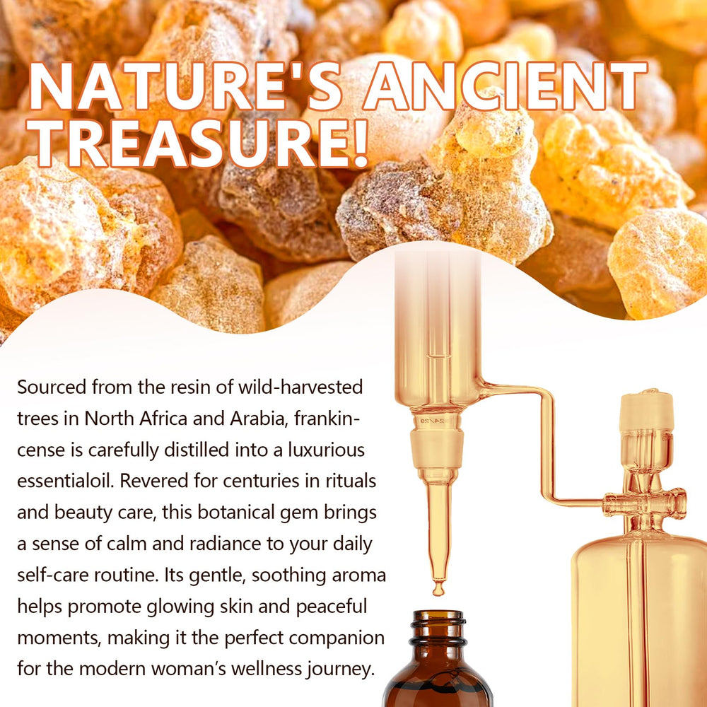 Close-up of frankincense essential oil bottle