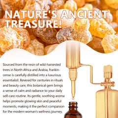 Close-up of frankincense essential oil bottle