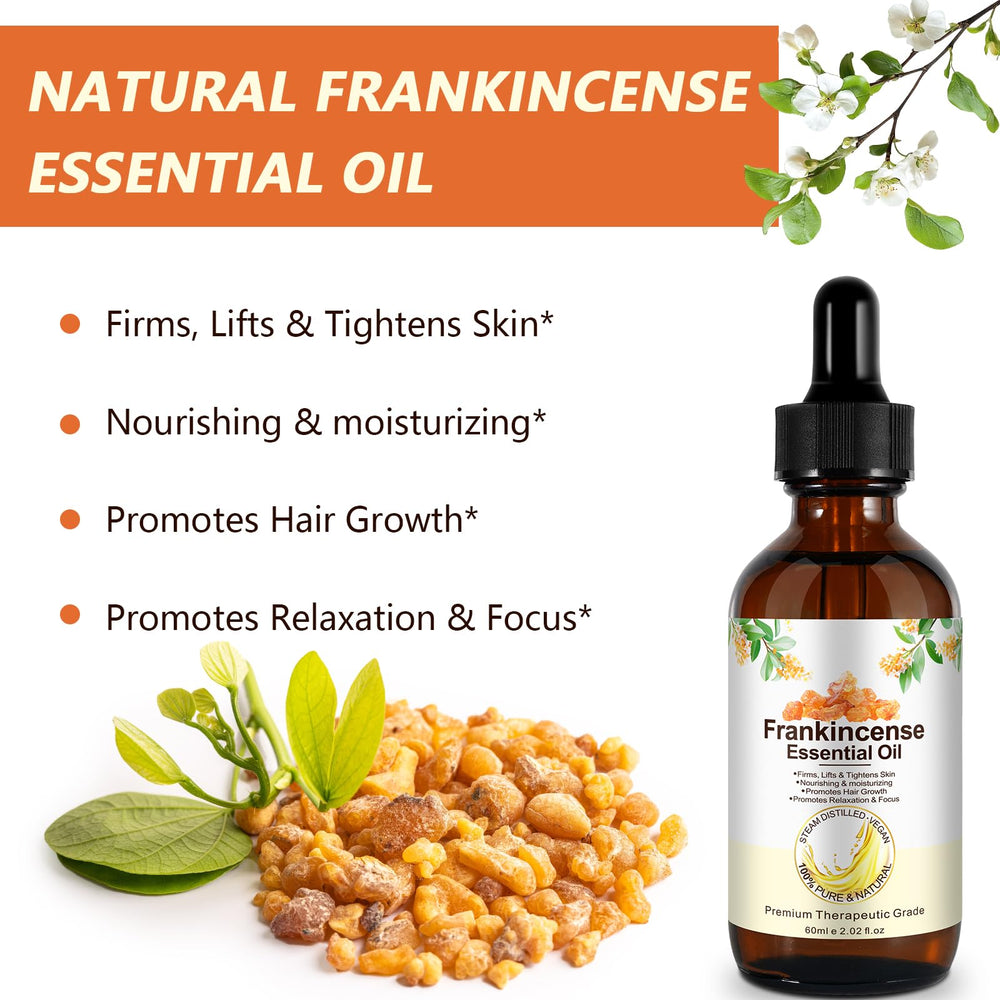 Frankincense oil applied to hair care/scalp