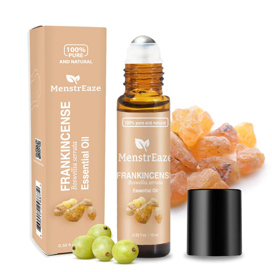 Front view of Frankincense & Grapeseed Essential Oil Roll-On bottle