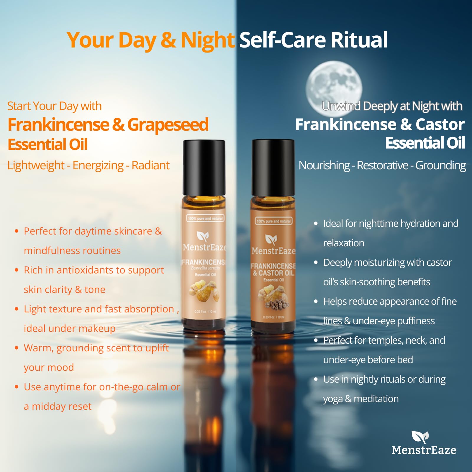Label shows 100% pure frankincense essential oil in grapeseed oil