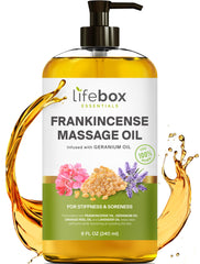 Frankincense Massage Oil bottle 8 oz on white background