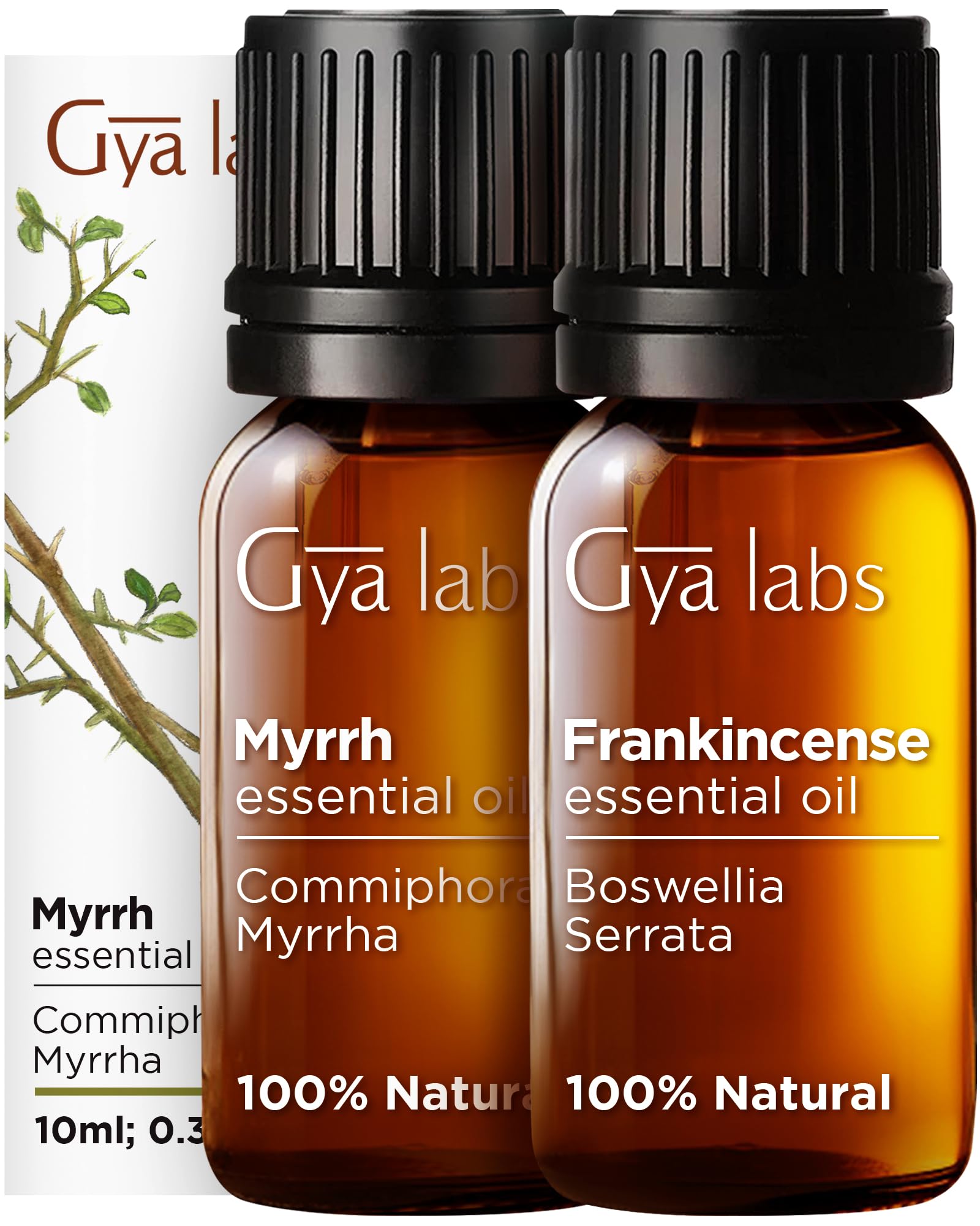 Two Gya Labs Frankincense & Myrrh essential oil bottles in a duo pack