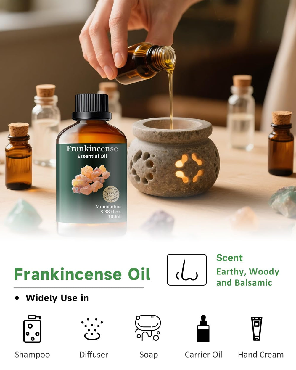 Candle and soap crafted with frankincense essential oil
