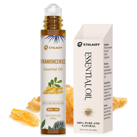 Amber glass frankincense essential oil roll-on bottle