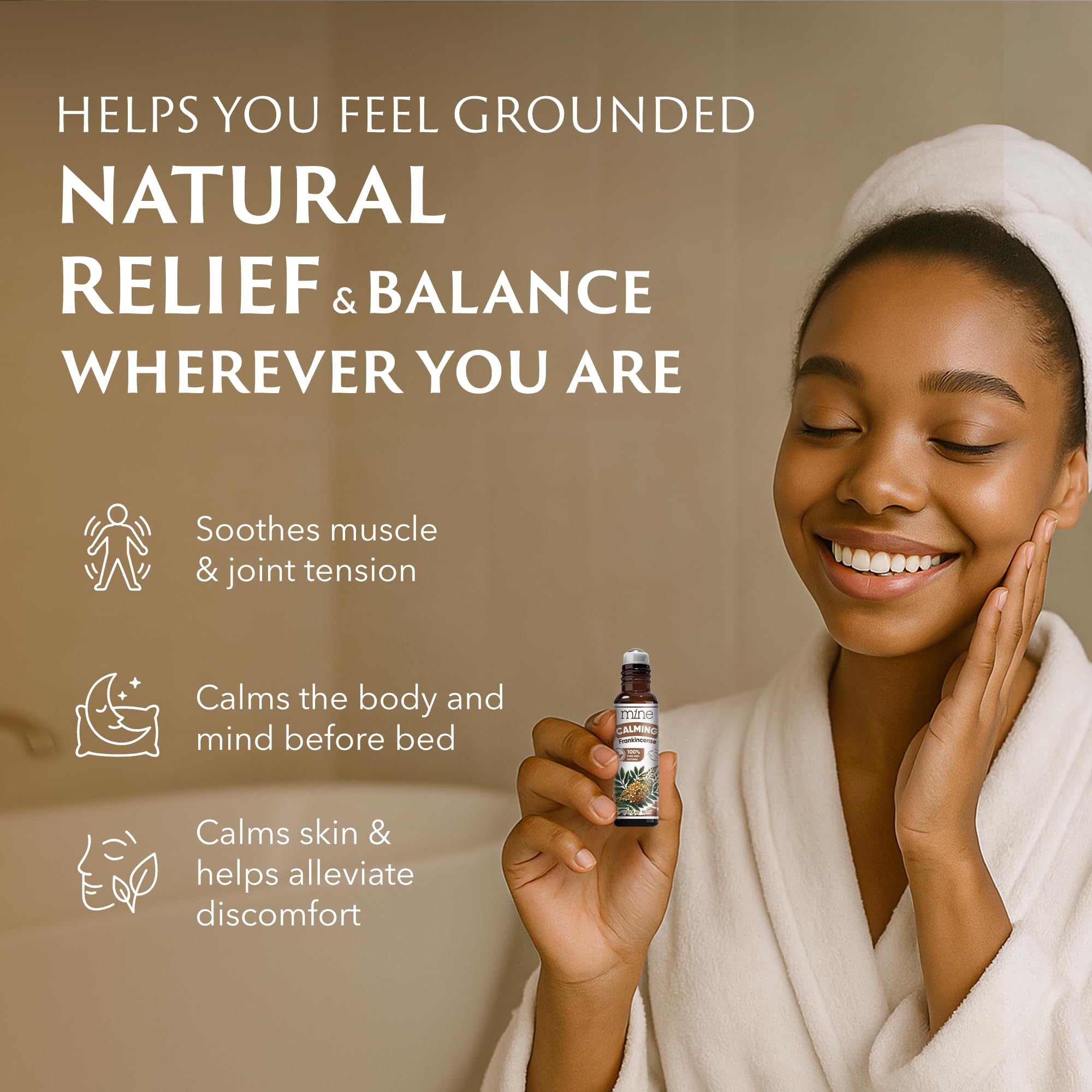 Frankincense roll-on bottle shown on a clean surface