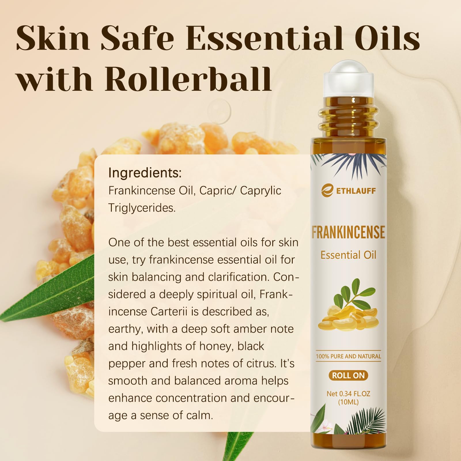 Fragrance gift set featuring frankincense oil roller