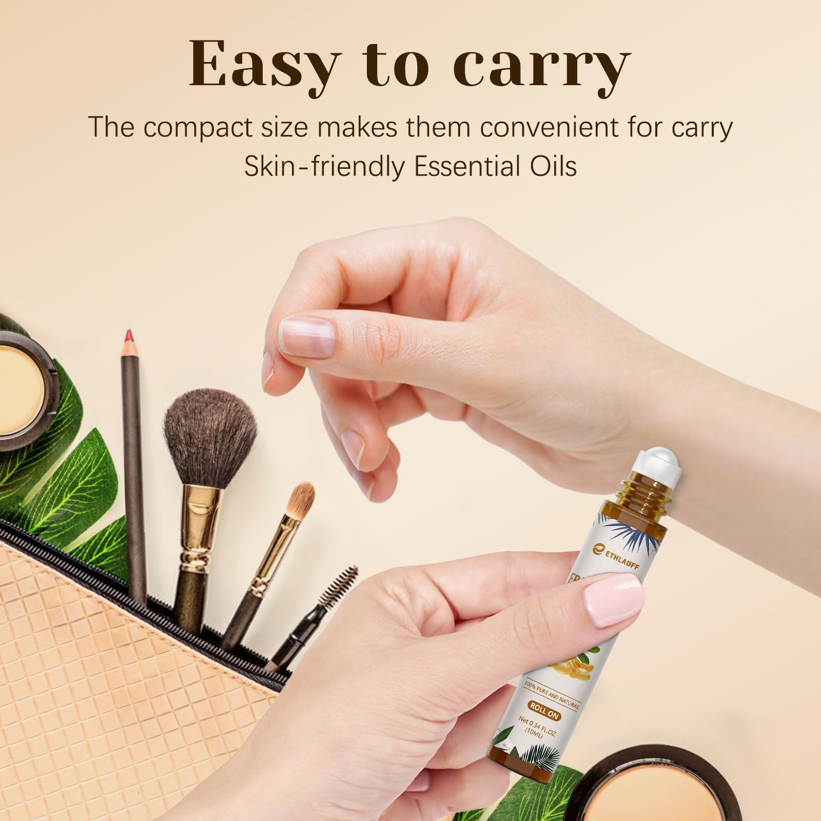 Elegant packaging of frankincense essential oil roller