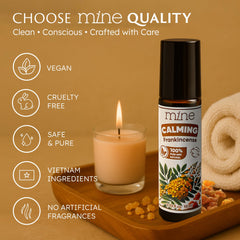 Roll-on applied to skin for calming relief