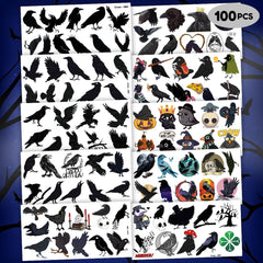 Frawharmone crow tattoo sheet 03, waterproof temporary body art.
