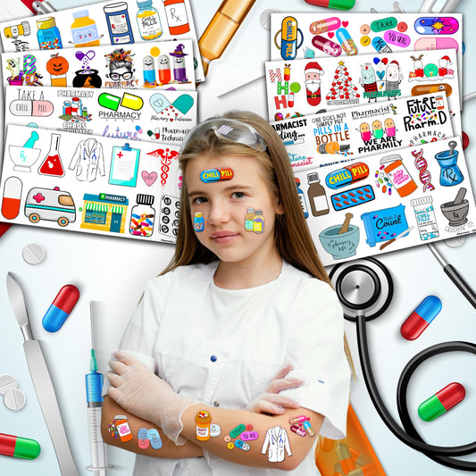 Frawharmone pill bottles tattoos showcase bottle icons ideal for themed celebrations and student projects.