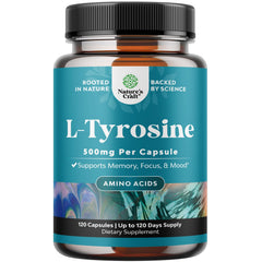 Free-form L-Tyrosine 500mg capsules bottle front view