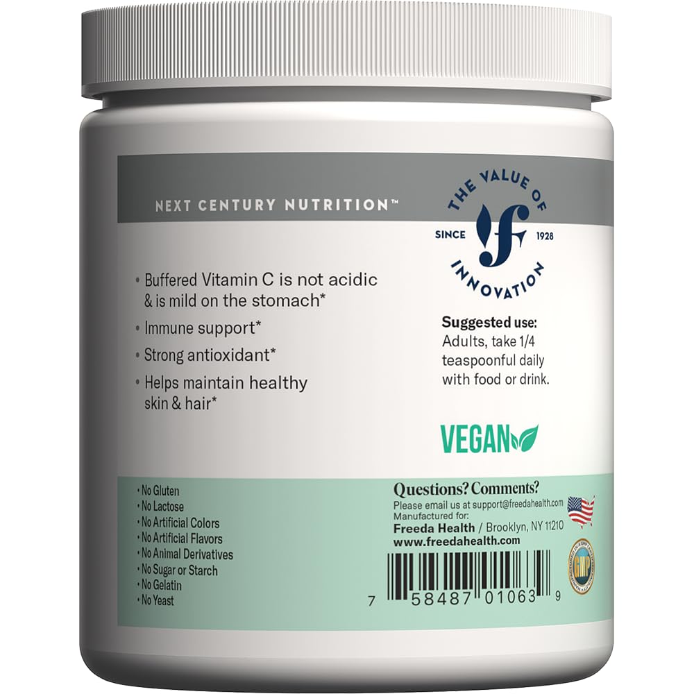 16 oz container packaging of Freeda Vitamin C powder