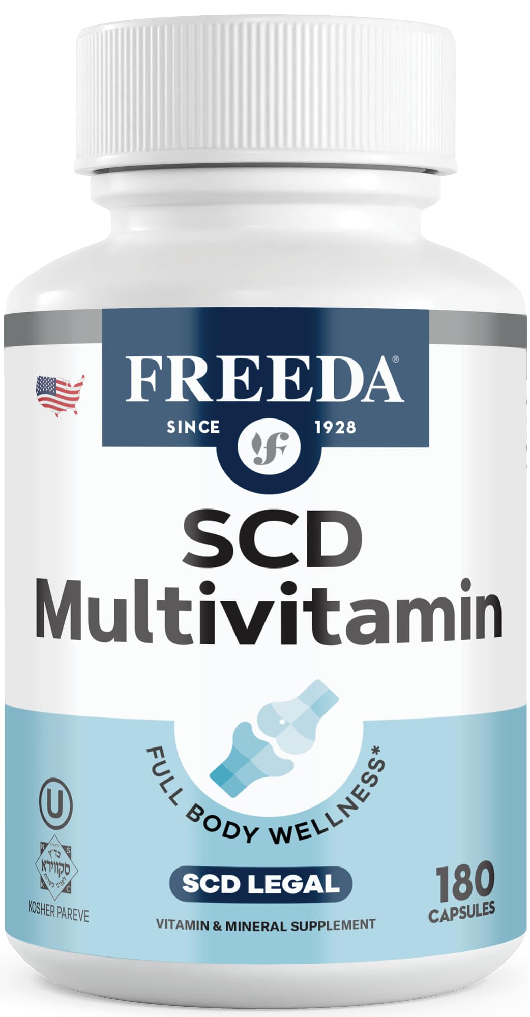 Freeda SCD Multivitamin bottle on white background (hero image)