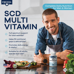 Freeda SCD Multivitamin packshot with bottle and box