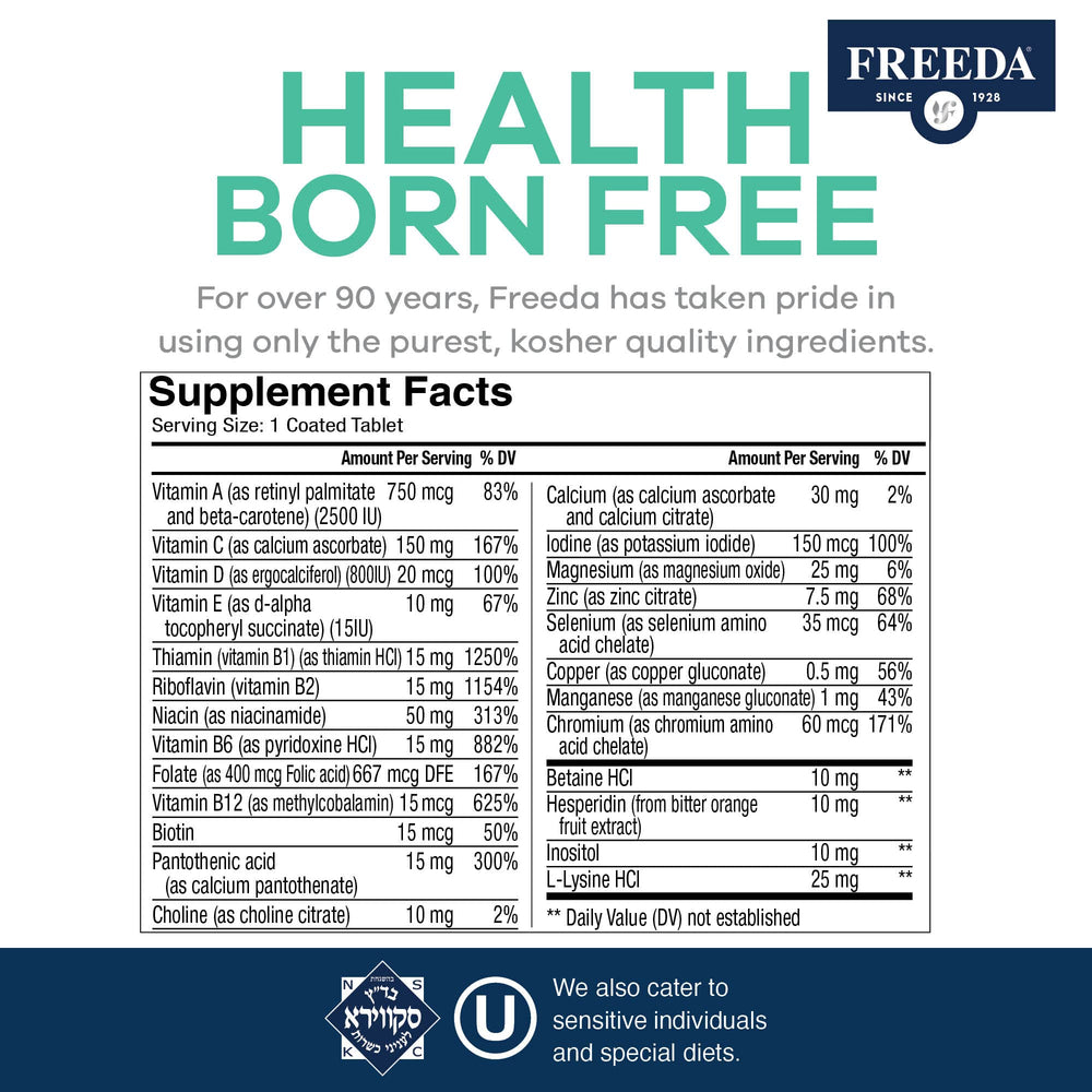 Freeda Senior Multivitamin proudly made in the USA facility