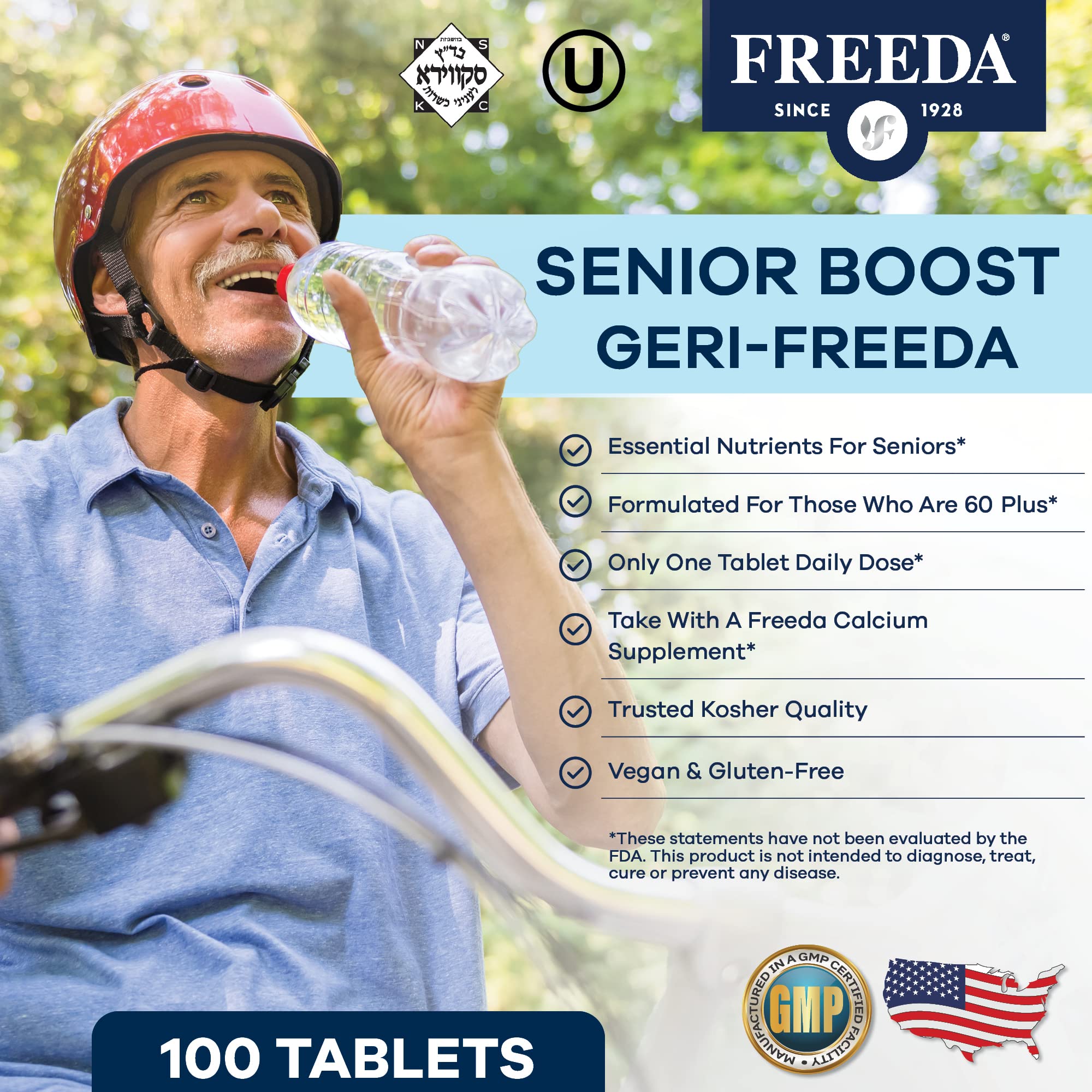 Vitamins A, C, D, E and B-complex for 60+ adults