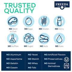 Supplement facts panel on FREEDA bottle