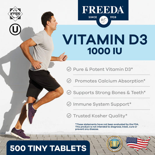 FREEDA Vitamin D3-1000 IU bottle back panel