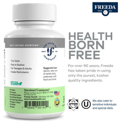 Freedavite Tiny Tablet back panel with nutrition facts