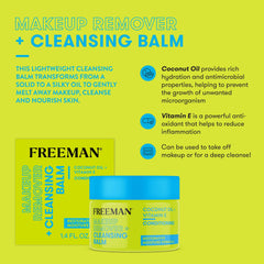 Freeman balm transforms from solid to oil during facial massage for cleansing.