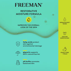 Freeman balm with coconut oil highlights hydrating base on skin.