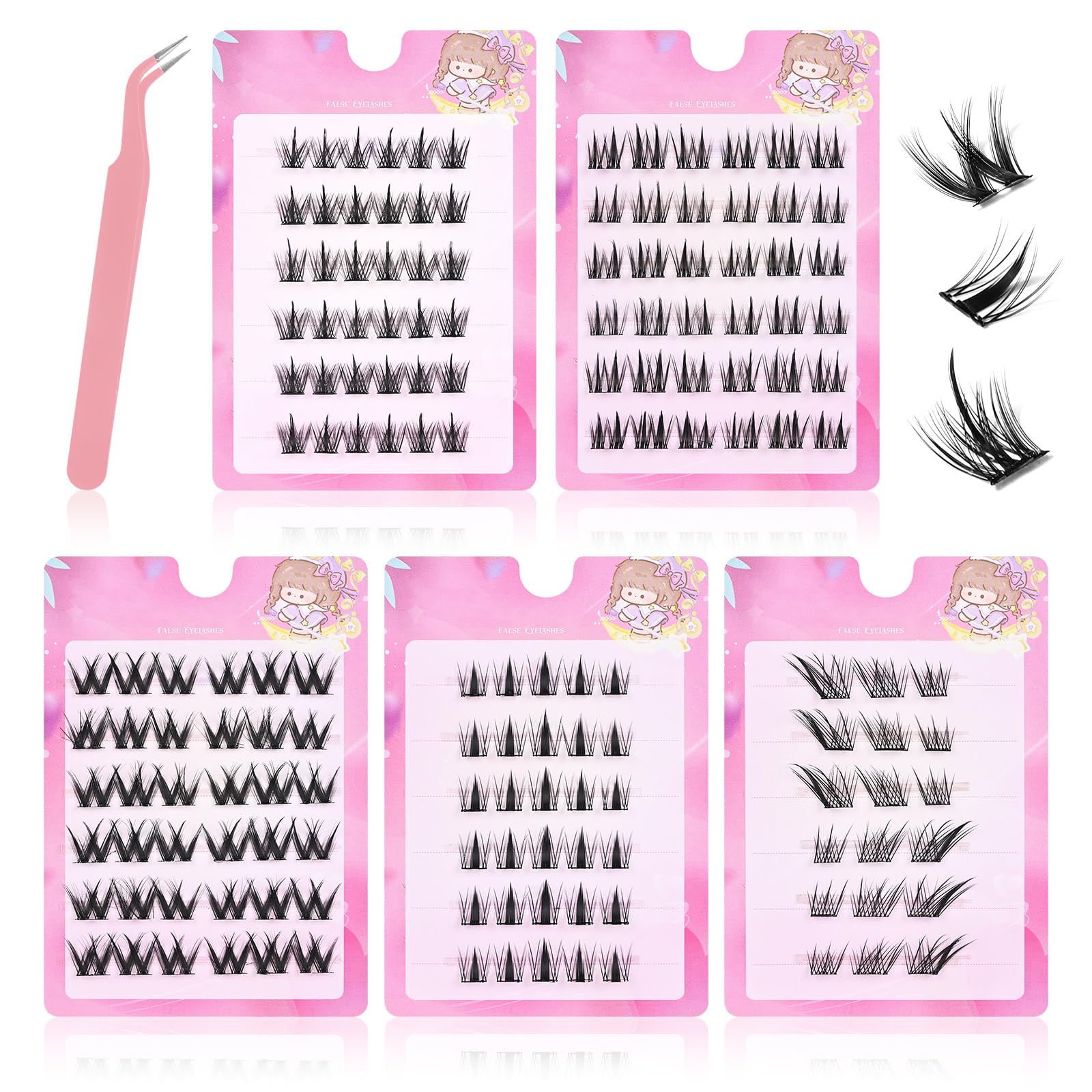 FREEORR 180Pcs lash cluster tray shows dense, natural-looking lashes for daily wear.