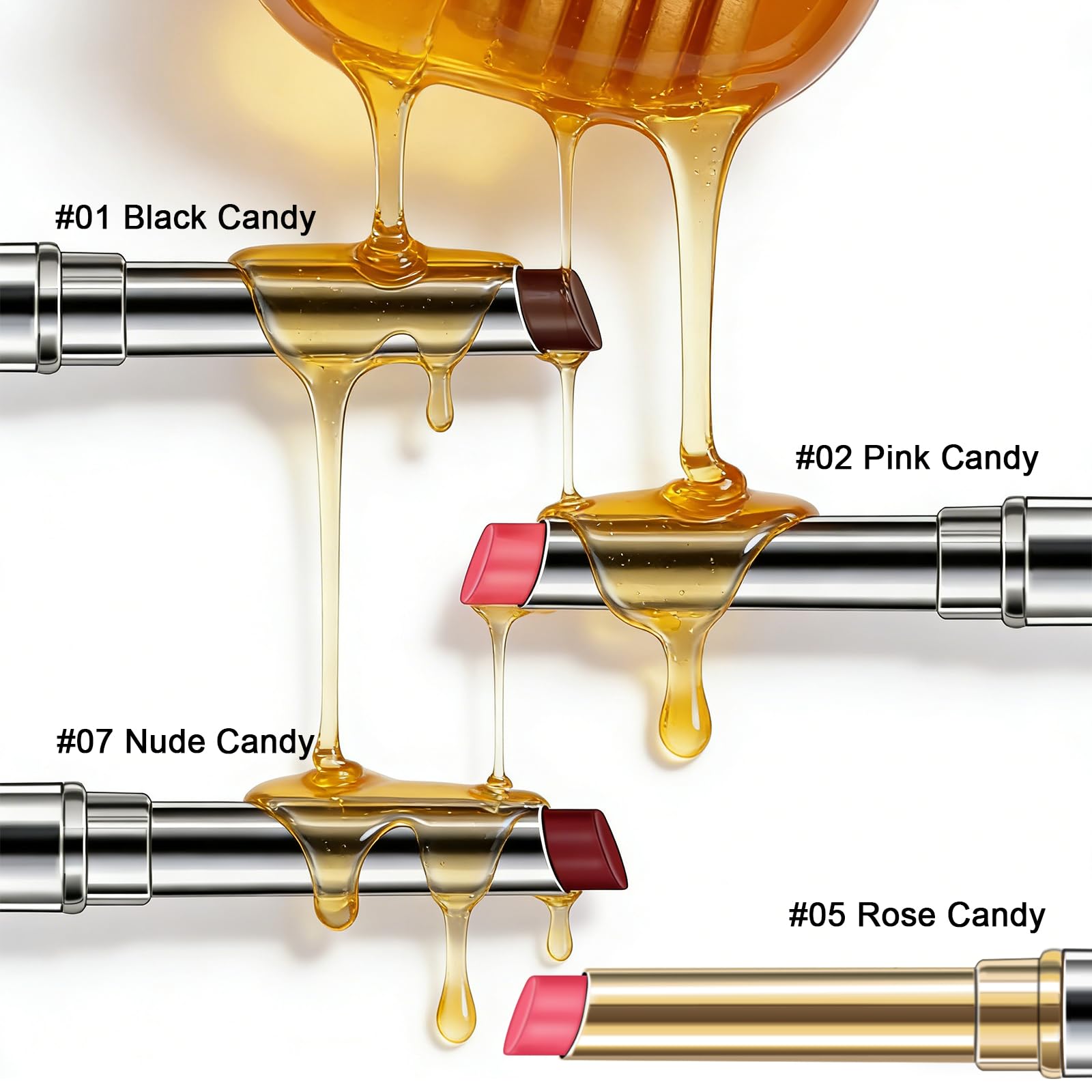 FREEORR Honey Lipstick Black swatch, sheer color blending with your natural lips.