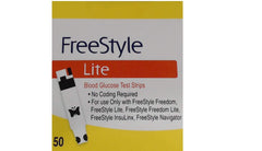 Freestyle Lite test strips using a tiny 0.3 µL sample for minimal blood draw