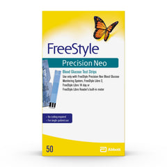 FreeStyle Precision Neo test strip packaging for easy on-the-go testing.