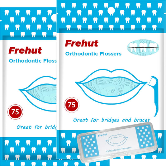 Frehut orthodontic flossers for braces with compact travel case
