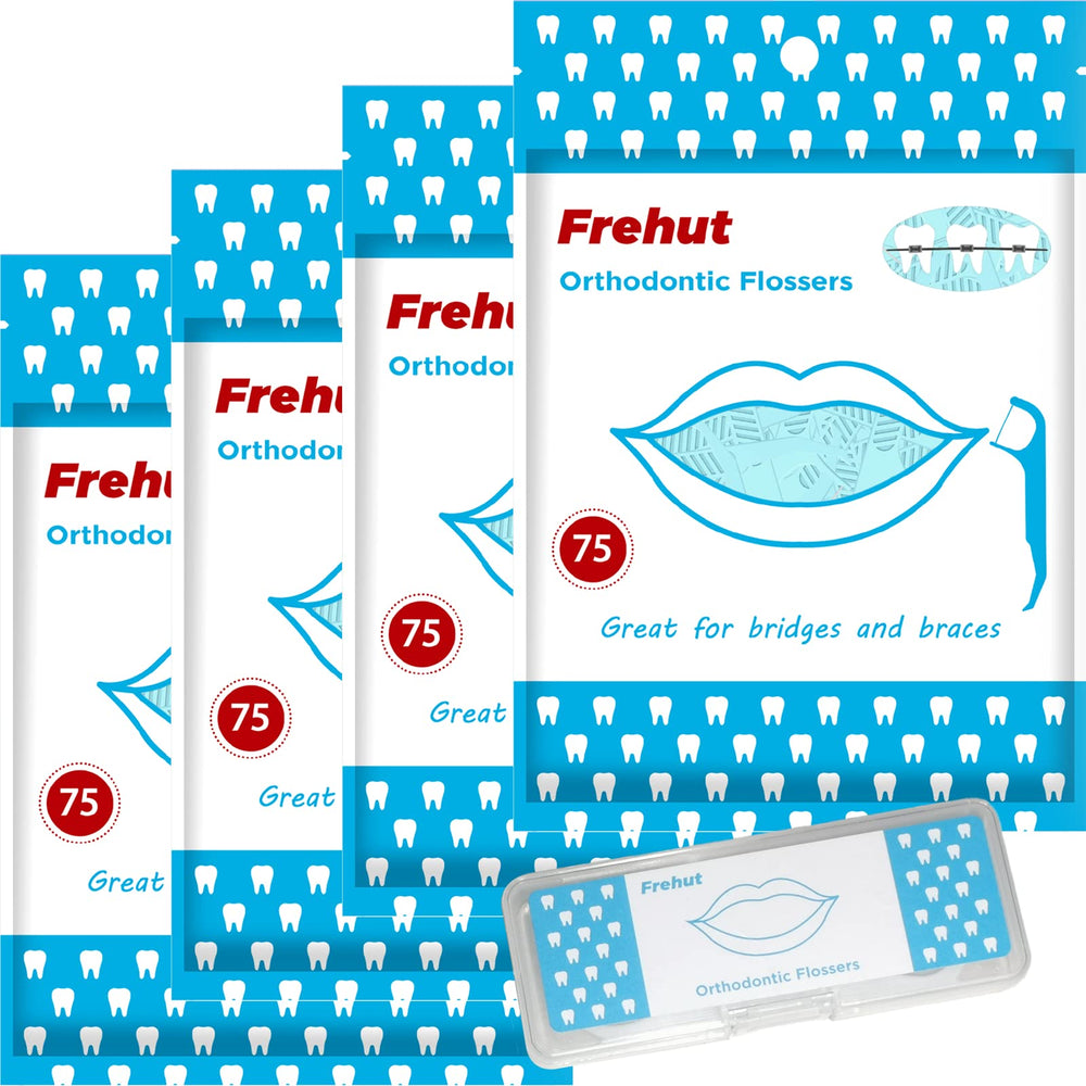 Product image: Frehut orthodontic flossers for braces 4-pack with travel case
