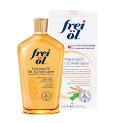 Pregnant belly with frei öl Massage Oil being applied