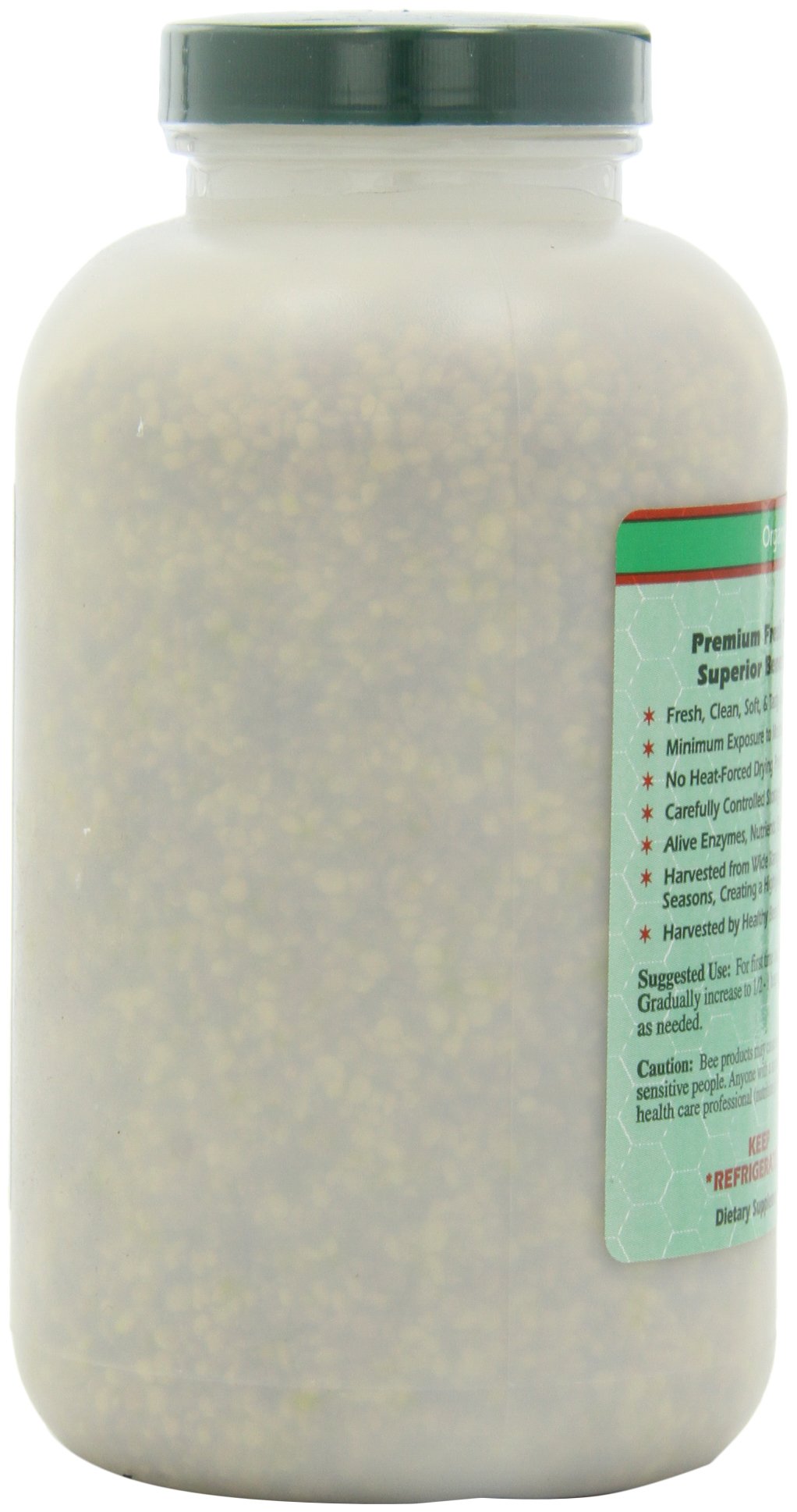 Fresh Bee Pollen Whole Granules jar on kitchen counter