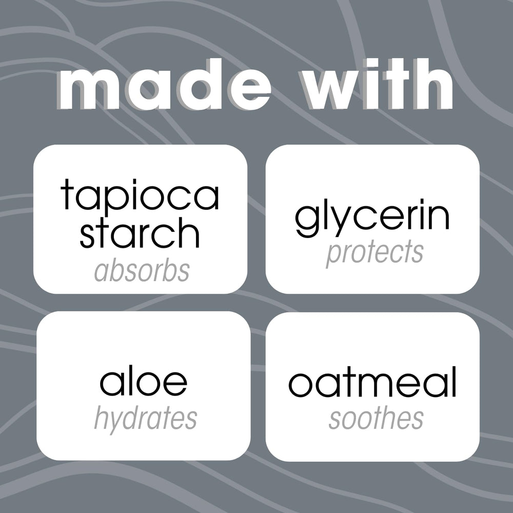 Fresh Body FB ingredient highlights: tapioca starch, oat kernel extract, aloe.