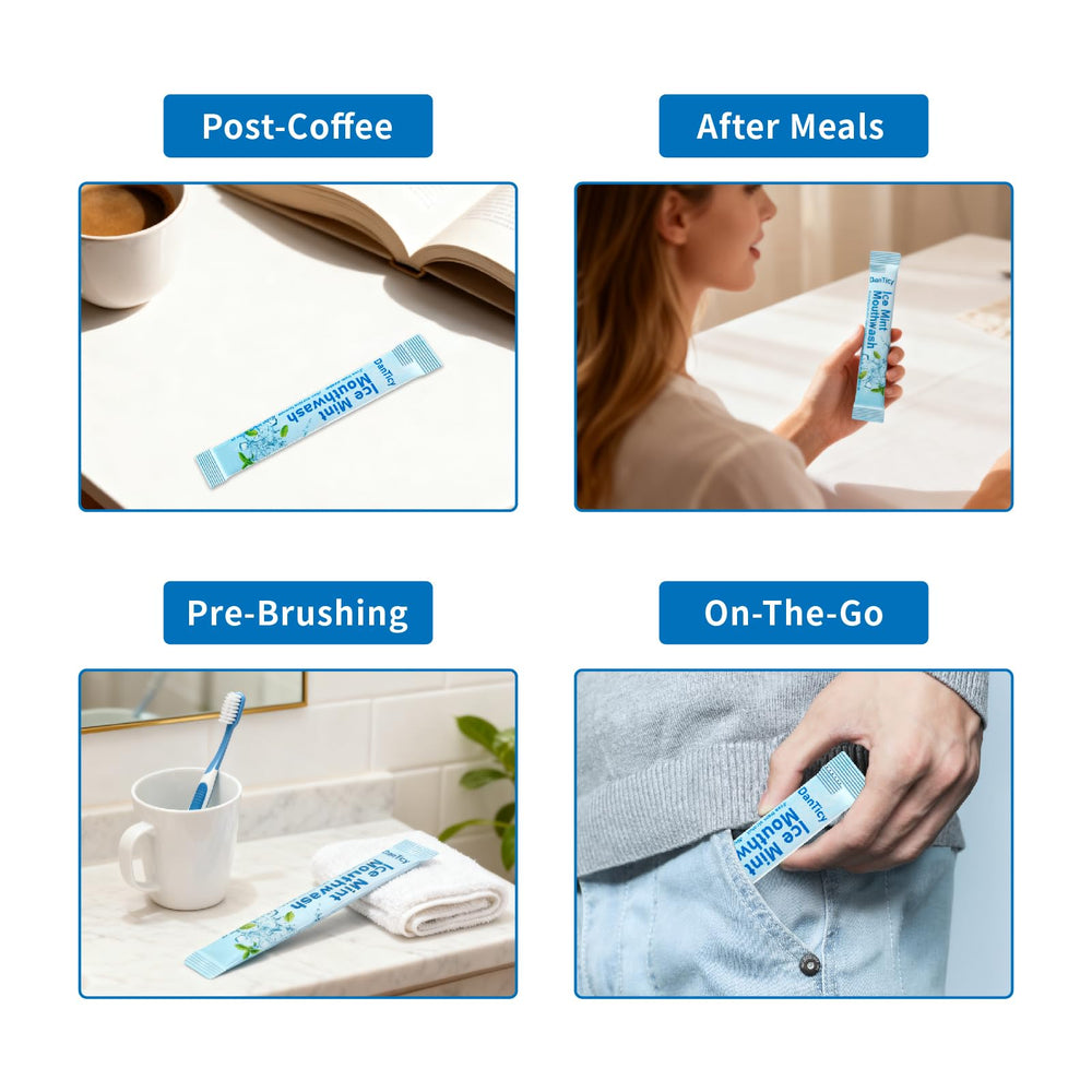 Close-up of cool mint mouthwash for fresh breath