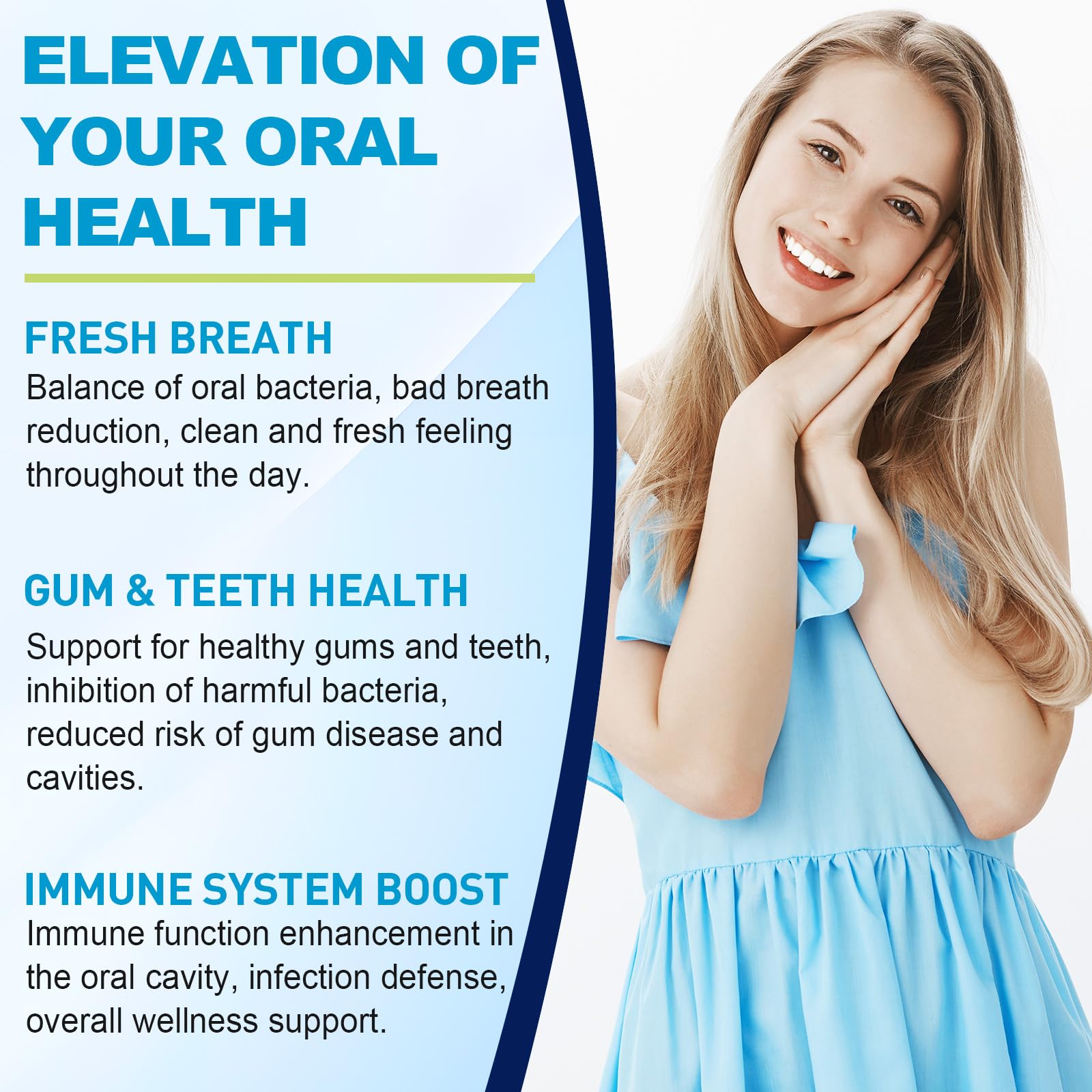 Chewable probiotic lozenge indicating fresh breath benefits