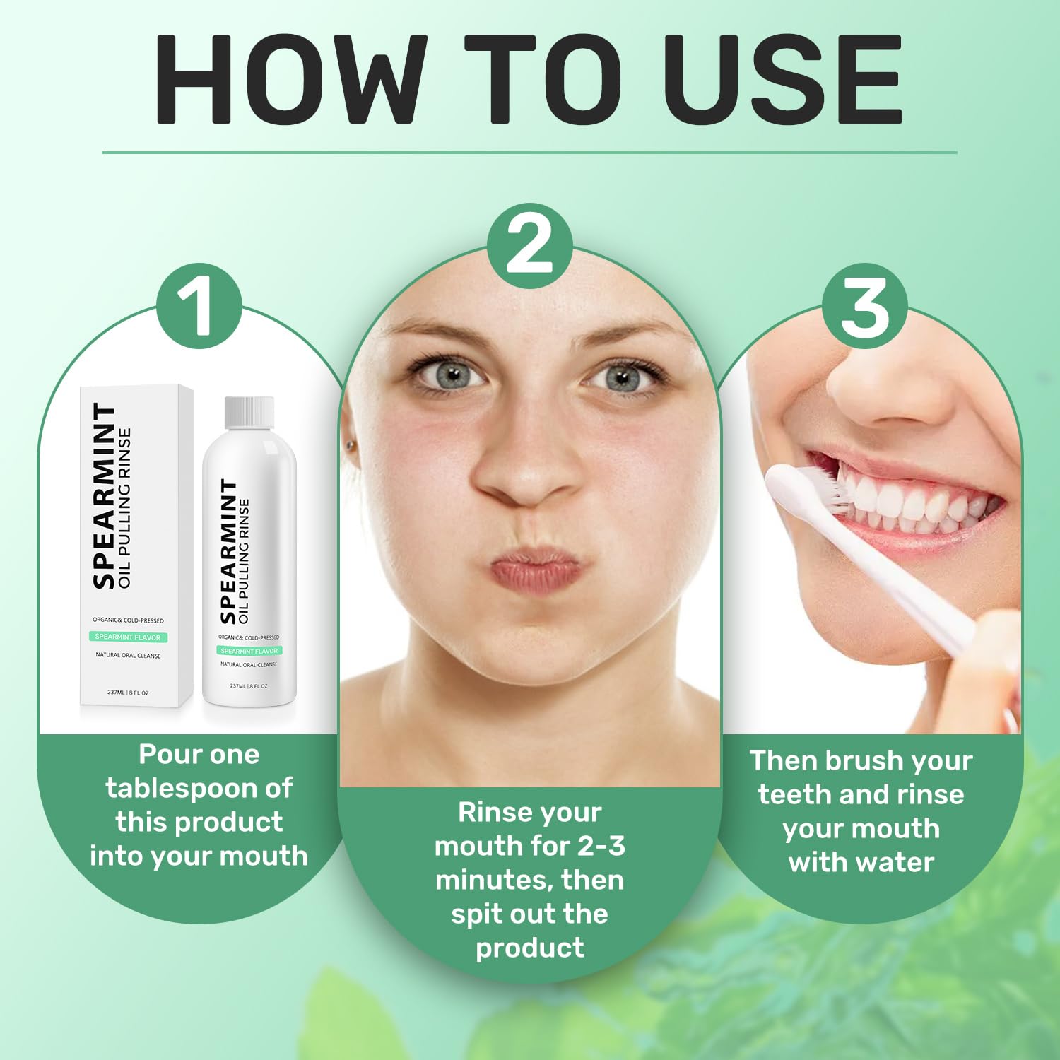 Oil pulling for fresh breath with spearmint