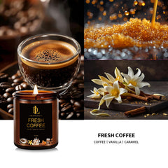 Close-up of coffee-scented wax and cotton wick