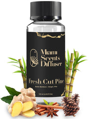 Diffuser oil bottle labeled Fresh Cut Pine Scent for diffusers