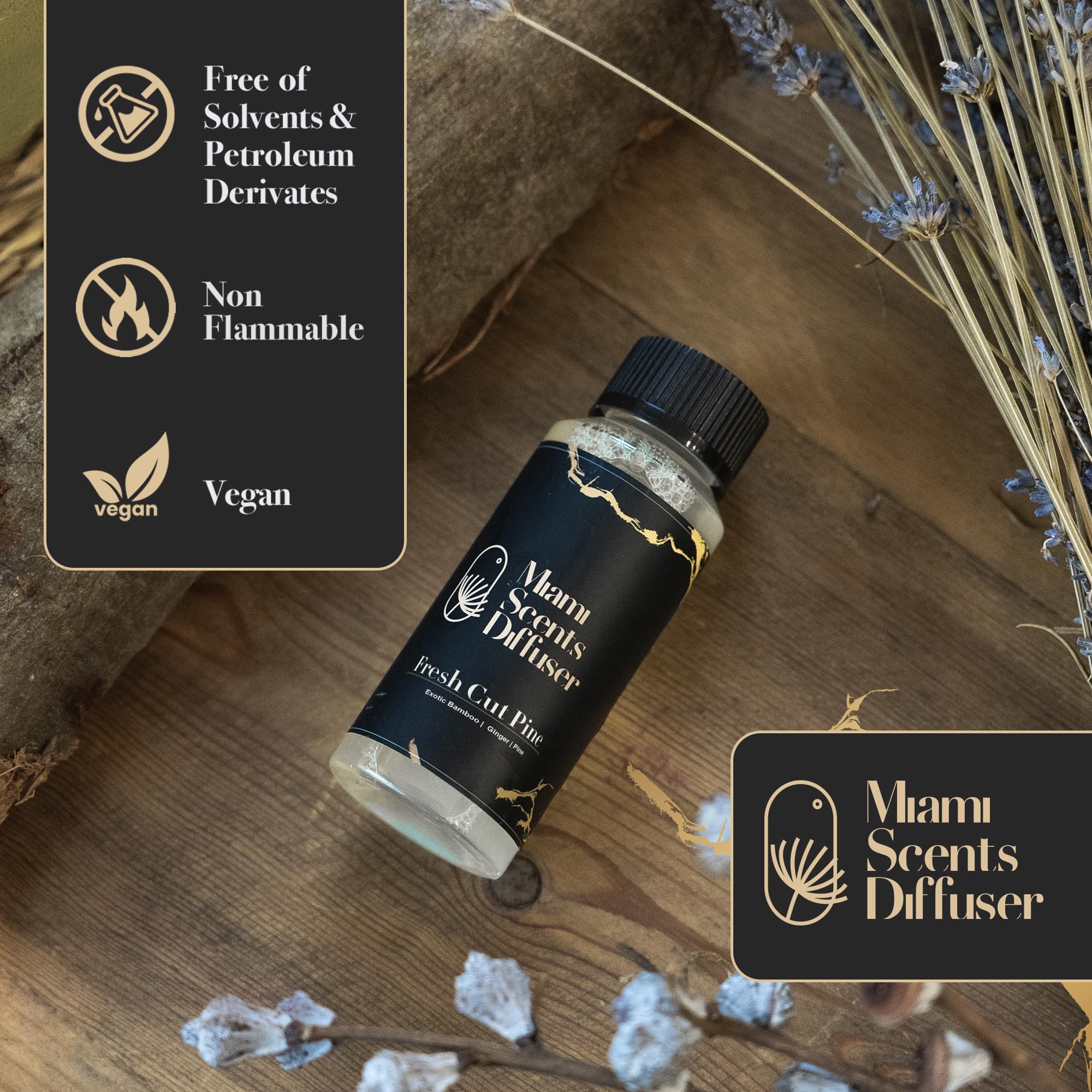 Diffuser oil bottle with Cinnamon note and pine scent