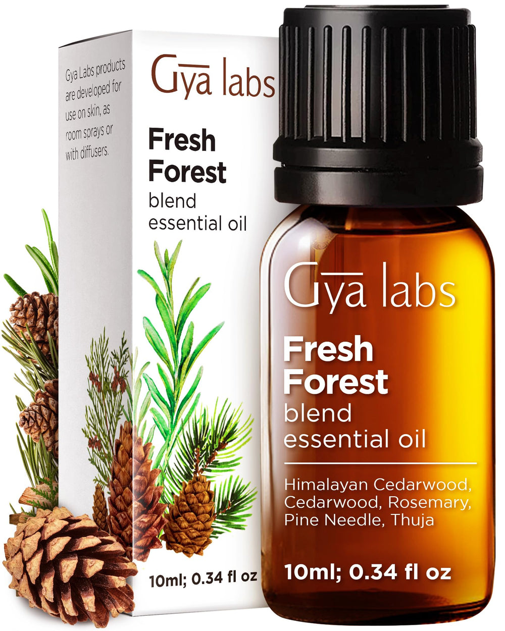Bottle of Gya Labs Fresh Forest Essential Oil Blend 0.34 Fl Oz