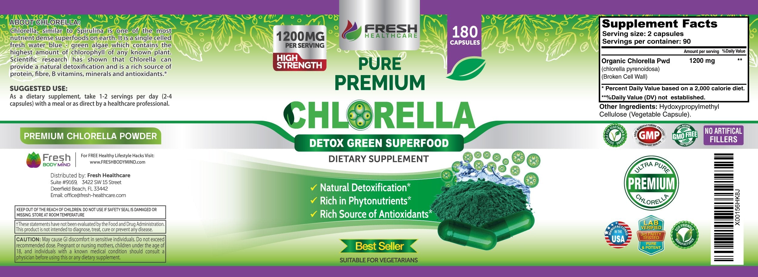 Vegan chlorella supplement nutrition facts