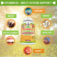 Non-GMO Vitamin D3 10000 IU bottle label