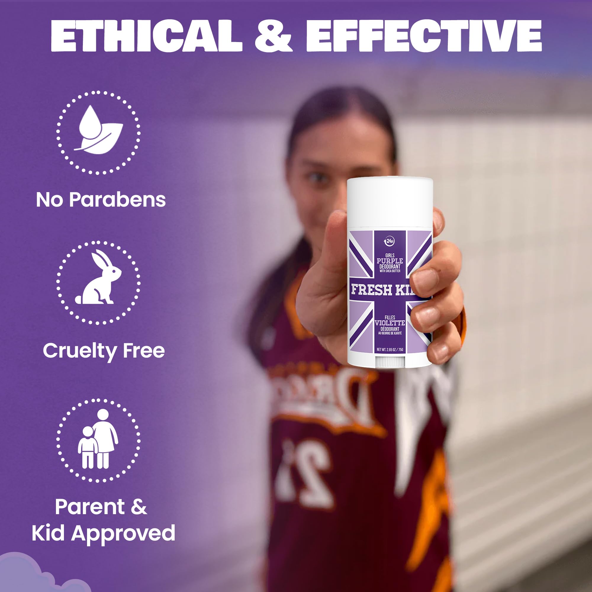 Fresh Kidz packaging shot notes USA-made, chemical-free deodorant for teens
