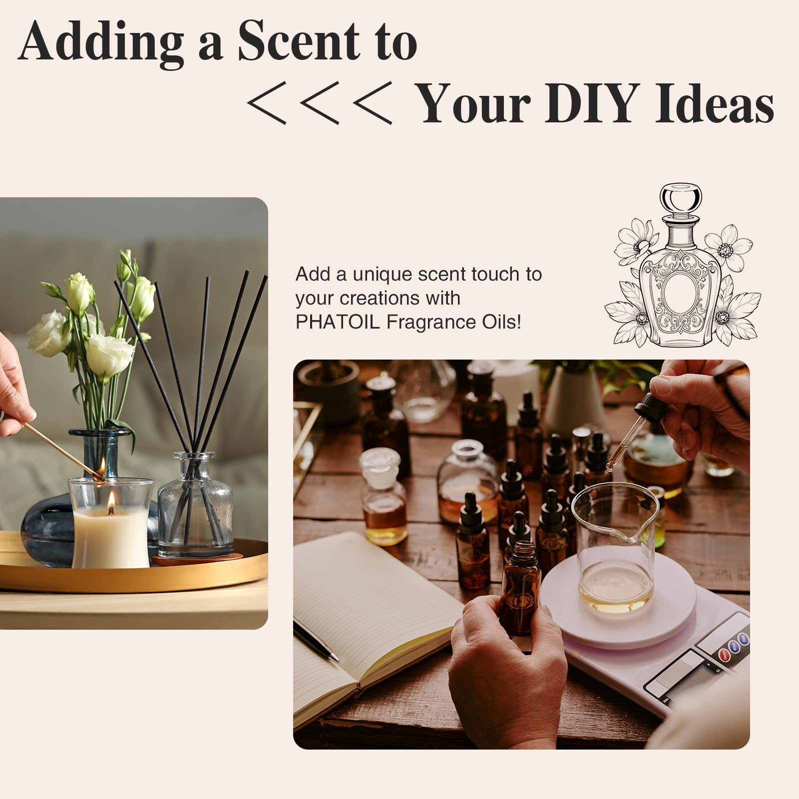 DIY candle with PHATOIL Fresh Linen fragrance oil