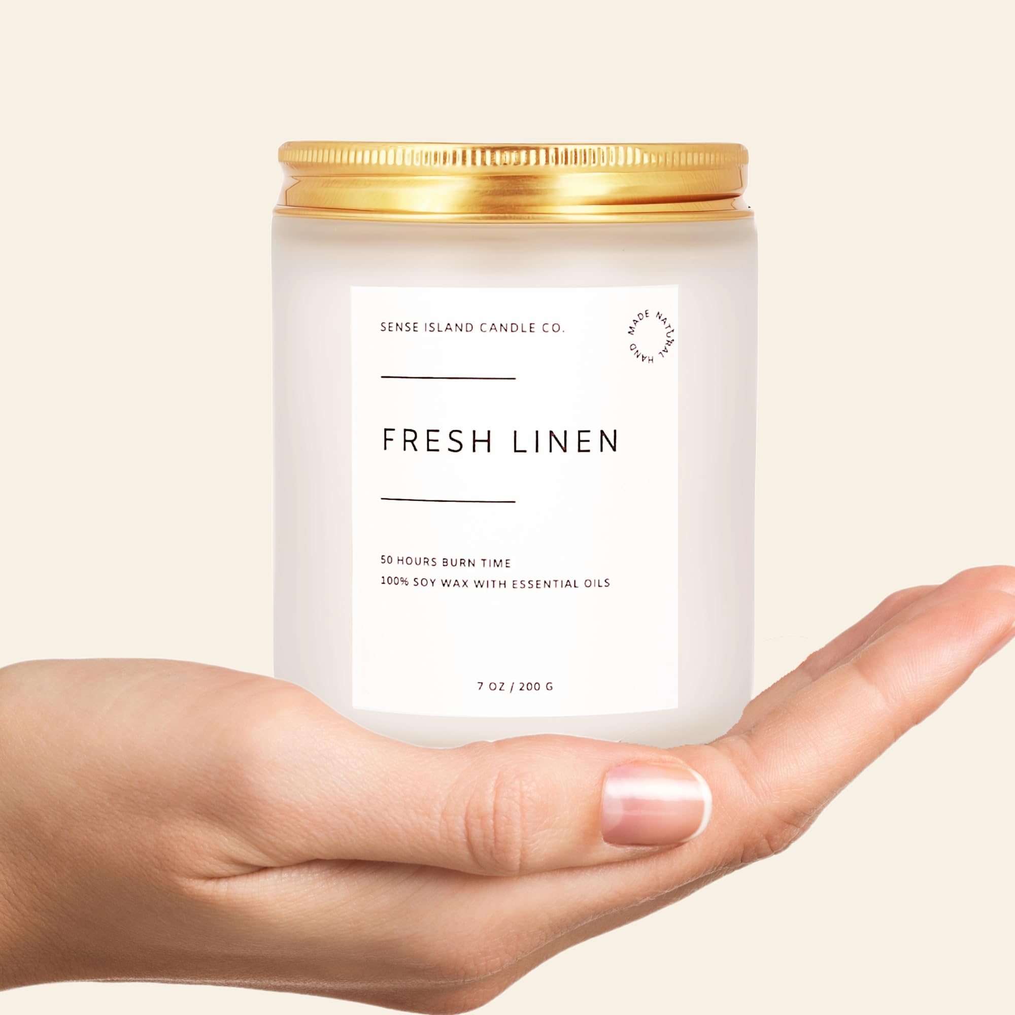 Gift-ready package of fresh linen scented candle