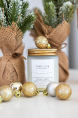 Fresh Linen scent candle with wood wick 8oz