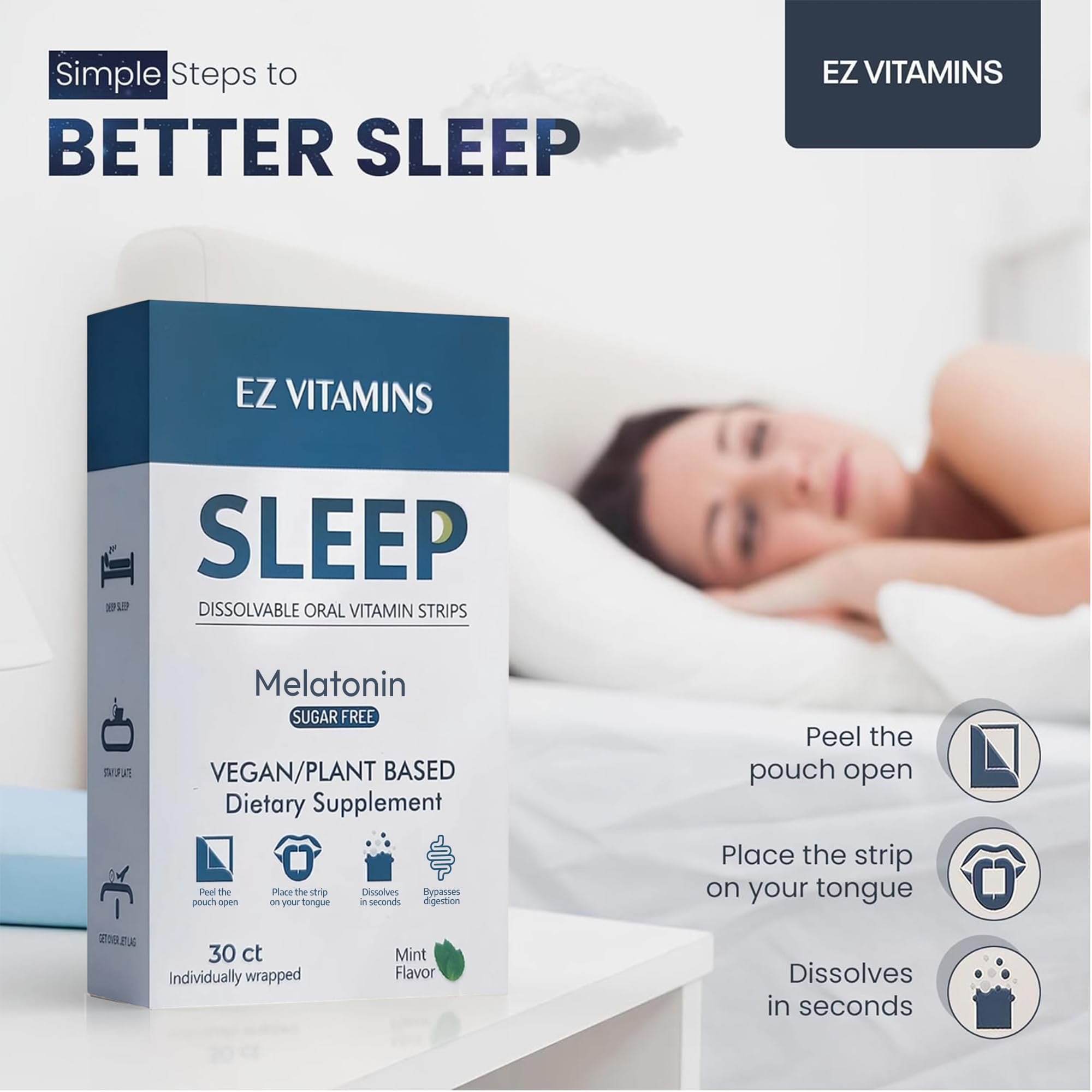 Fresh mint flavor sleep strips